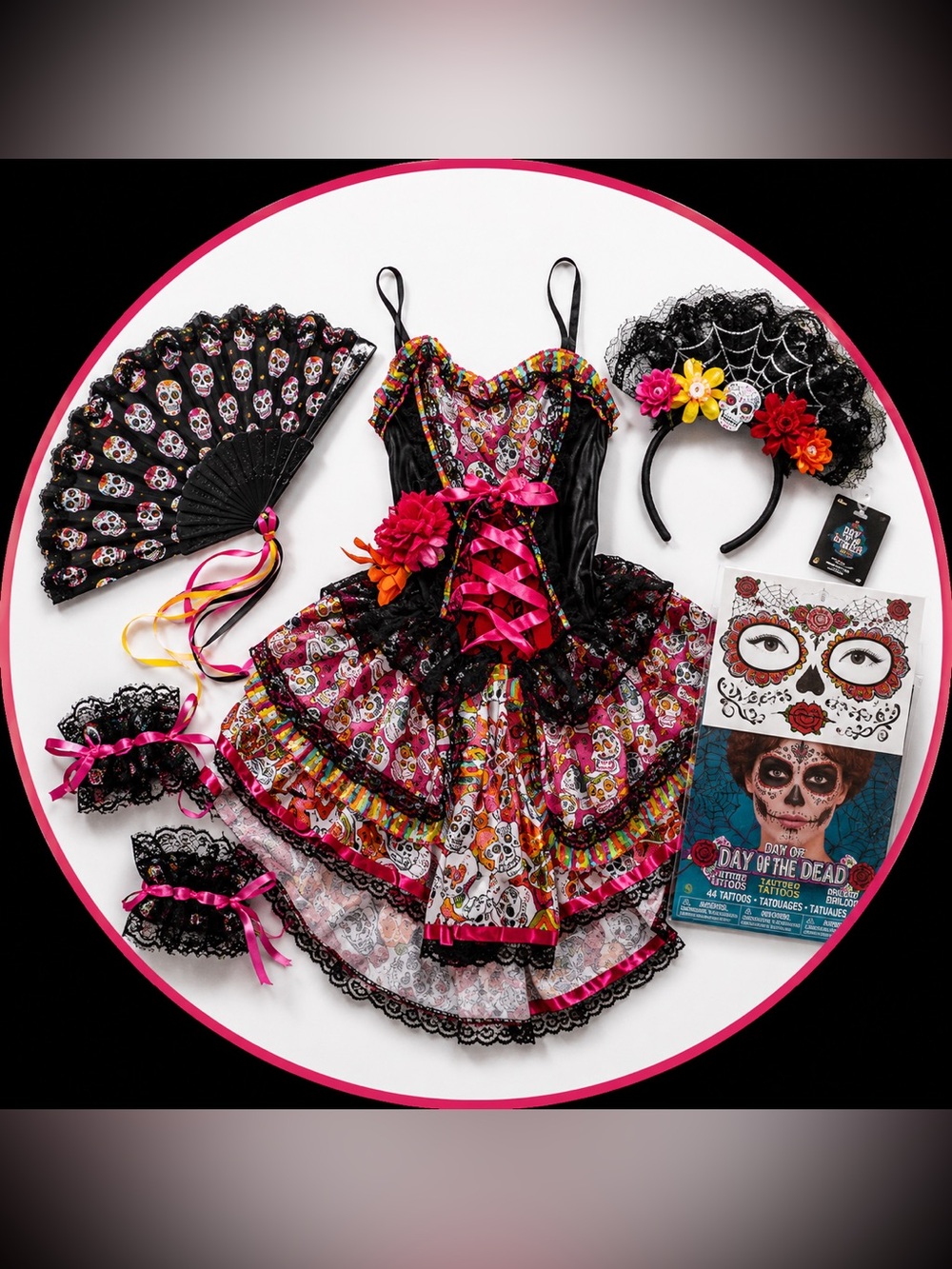 Spirit Halloween Day of the Dead Sugar Skull Dress Costume, Women’s Adult Small - Picture 3 of 14